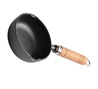 USHOBE Mini Cast Iron Small Pan with Handle and Spout, 11cm Small Sauce Pot Featuring Oil Dripping Design for Egg Dumplings and Butter Melting, Metal Pot for Cake Shops and Home