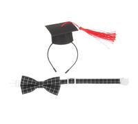USHOBE Pet Graduation Caps with Bowtie Set for Dogs and Cats, Easy to Wear Polyester and Felt Graduation Style Cap and Bow Tie, Holiday and Photo Prop Accessory for Pets