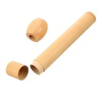 USHOBE Portable Rustic Bamboo or Holder Toothbrush Smooth Grinding with Finish round Style Toothbrush Storage Stand Khaki Plastic Material, for Bathroom Counter Travel Use