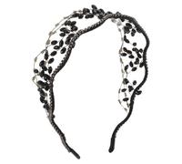 USHOBE Rhinestone Headband Crystal Bead Headwear Black Rhinestone Zinc Alloy Wedding Hair Accessory for Homecomings and Beach