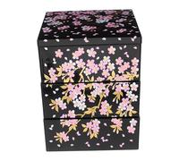 USHOBE Sweet Sushi Box with Three Layer Design ABS Japanese Storage | Cherry Blossom Pattern, Portable for Gatherings and Home Parties, Preserves Taste and Texture