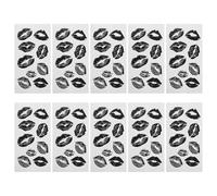 USHOBE Waterproof Lip Tattoo Stickers for Valentine's Day for Women 10 Sheets with Unique Black Ink Design, Easy Application Lip Decals and Festival Body Decoration