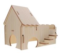 USHOBE Wooden Hamster House and Pet Entertainment Features for Small Animals Small Animal with Safe-to-bite Material and Training the Pet, Sturdy Khaki Wood for Guinea Pig Cage Indoor