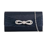 UShopUK Glitter Diamante Bow Shiny Bridal Prom Wedding Evening Clutch Fashion Party Purse Hand Bag (Navy Blue)