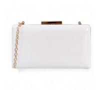 UShopUK Plain Patent Leather Hard Case Bridal Prom Wedding Evening Clutch Party Purse Hand Bag (White)