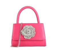 UShopUK Satin Diamante Brooch Style Top Handle Bridal Prom Wedding Evening Clutch Party Hand Bag (Fuchsia Pink)