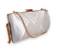 UShopUK Satin Tassel Hard Case Bridal Prom Wedding Evening Clutch Party Purse Hand Bag Handbag (Ivory)