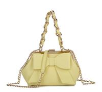 UShopUK Women's Bow Style Faux Leather Cross Body, Side Shoulder Evening Party Clutch Hand Bag (Lemon Yellow)
