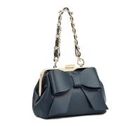 UShopUK Women's Bow Style Faux Leather Cross Body, Side Shoulder Evening Party Clutch Hand Bag (Navy Blue)