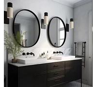 USHOWER 2-Pack Black Round Circle Bathroom Mirrors 24-inch for Wall Decor with Metal Frame, Bathroom Vanity Mirror, Entryway Mirror