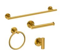 USHOWER Brushed Gold Bathroom Accessories Set, 24-Inch Towel Bar Set Wall Mounted, Durable SUS304 Stainless Steel Bathroom Hardware Set, 5-Piece