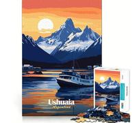 Ushuaia Argentina Sunset Jigsaw Puzzles1000 Pieces Recall Skill Fun Professional Grade Cutting Thoughtful Gift for Mind Activity (38x26cm)