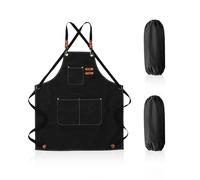 USHXVG 1 Canvas Apron, 1 Pair of Sleeves, Waterproof and Stain-Proof Apron, Multi-pocket Adjustable Apron, Kitchen Cooking Apron, Halter Neck Apron, Suitable for Kitchen, Restaurant, Gardening