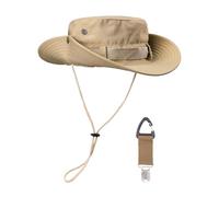 USHXVG 1 Double-Sided Penney Hat and 1 Hat Clip, Wide-Brimmed Round-Brimmed Straw Hat, Breathable Sunscreen Hat, Multifunctional Portable Clip, Outdoor Travel Supplies. Khaki