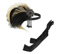 USHXVG 1 Feather Hair Accessory, 1 Pair Of Gloves, 1920S Headwear, Women'S Accessories, Classic Headwear, Feather Headwear, Vintage Headbands, Headbands And Headwear