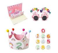 USHXVG 1 Numbered Birthday Hat, 1 Pair Of Glasses, 1 Birthday Card, Birthday Decoration Set, Birthday Hat Set With Numbers, Birthday Hat With Interchangeable Numbers