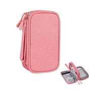 USHXVG 1 Piece Double-Layer Accessory Storage Bag, Waterproof Storage Bag, Travel Storage Bag, Travel Necessities, Travel Cosmetic Bag, Luggage Accessories, Electronic Accessories Storage Box (Pink)