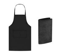 USHXVG 1 Piece Kitchen Halter Neck Apron, 1 Piece Cleaning Cloth, Chef Cooking Apron, Baker'S Apron, Apron For Home Ladies And Men, Suitable For Bbq, Home Cooking, Chef (Black)