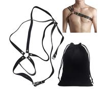 USHXVG 1 Piece Men'S Sling, 1 Piece Storage Bag, Body Chest Strap For Men, Chest Strap Accessories, Adjustable Leather Men'S Strap