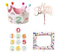 USHXVG 1 Piece Number Birthday Hat, 1 Piece Balloon, 1 Piece Cake Insert, Interchangeable Number Birthday Hat, Number Birthday Garland, Party Decoration Supplies