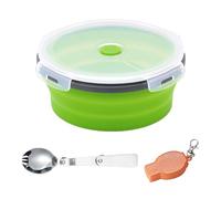 USHXVG 1 Piece of 1200Ml Folding Bowl, 1 Piece of Spoon and Fork with Storage Box, Silicone Bowl, Camping Bowl and Tableware Set, Foldable Camping Bowl