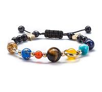 USHXVG 1 Piece of Adjustable Planetary Bracelet and 1 Piece of Astronaut Keychain, Solar System Universe Theme, Lightweight and Comfortable for Daily Wear, Astronomy Hobby Gift, Women and Children.