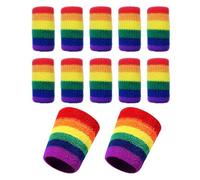 USHXVG 10 Pieces Rainbow Finger Guards, 2 Pieces Rainbow Wristbands, Finger Support Guards, Finger Protectors, Knuckle Protectors, Basketball Finger Guards, Finger Accessories