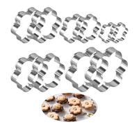 USHXVG 10 Pieces Stainless Steel Cookie Cutting Molds, Plum Blossom Mold Set, Hollow Plum Blossom Mold, Flower Cake Template, Printing Mold, DIY Fondant Mold