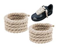 USHXVG 2 Pairs Cotton Rope Shoelaces, Thick Rope Sports Shoe Laces, DIY Shoelaces, Beige