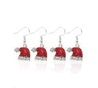 USHXVG 2 Pairs of Christmas Hat Earrings, Double-Sided Collage Design, Festive Color Embellishment, Exquisite and Compact Style, Winter Dress Up Accessories.