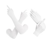 USHXVG 2 Pairs Of Mesh Gloves, Long And Short Gloves, Hollow Fishnet Gloves, White Mesh Gloves, Opera Costume Gloves, Sexy Tulle Gloves