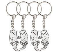 USHXVG 2 Pairs Otter Keychains, Otter Keychains Holding Hands, Otter Pendants, Metal Keychains, Cute Animal Keychains, Pendant Buckles For Couples And Friends