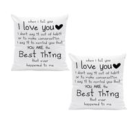 USHXVG 2 Piece Pillowcases, I Love You Cushion Cover, White Throw Pillow Cover, Pillow Decor Accessories, Valentine's Day Cover Cushion, Sofa Bed Home Decor