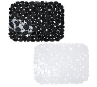 USHXVG 2-Piece Sink Drain Mat Set, Imitation Stone, PVC, Kitchen & Bathroom, Drain Board Mat