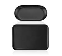 USHXVG 2 Pieces of Black Trays, Rectangular Trays, Storage Racks, Oval Ornaments, Jewelry Decoration Trays, Countertop Storage Trays