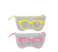 USHXVG 2 Pieces of Glasses Bags, 4 Pieces of Glasses Cloth, Women's Soft Glasses Case, Sunglasses Bag, Ultra-Thin Glasses Bag, Suitable for Sunglasses, Reading Glasses, Myopia Glasses (Yellow, Pink)