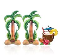 USHXVG 2 Pieces Of Inflatable Coconut Trees And 1 Coconut Fruit Balloon, 46-Inch Palm Tree Balloon, Hawaiian Theme Decoration, Pool Party Accessories, Suitable For Parties And Gatherings.