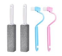 USHXVG 2 pieces of long-handled toilet brushes and 2 pieces of u-shaped toilet brushes, all-round cleaning brushes, pumice cleaning brushes, toilet accessories, furniture cleaning tools