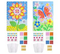USHXVG 2 Pieces of Mosaic Stickers, Sunflower and Butterfly Painting, Children's Craft Set, DIY Puzzle Stickers, Painting Learning Toys, Creative Gifts