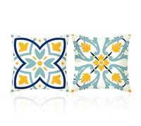 USHXVG 2 Pieces Of Outdoor Cushion Cover, Garden Pillowcase, Floral Print Pillowcase, Garden Furniture Cushion Cover, Balcony Decoration Pillowcase, Outdoor Cushion Cover
