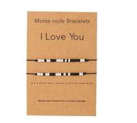 USHXVG 2 Pieces Of Small Round Bead Bracelets, Morse Code Style, Couple Confession Bracelets, Adjustable Wax Rope, S.