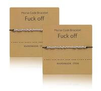 USHXVG 2 Sets Of Morse Code Bracelets, Including Exquisite Cards, Silver Secret Language Coding, Silk Rope Beaded Shape, Personalized Gift Accessories.