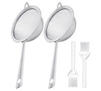 USHXVG 2 Tea Strainers, 2 Small Cleaning Brushes, Fine Mesh Tea Strainer, Mesh Strainer, Sieve with Metal Handle, Extra Fine Tea Strainer, Coffee Filter, Non-Slip Fine Mesh Sieve