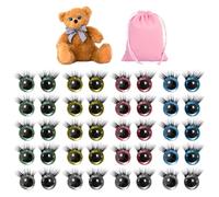 USHXVG 20 Pairs of Glittering Eyes with 1 Pink Storage Bag, 3D Eyelash Eyes, Plush Toy Safety Eyes, Toy Eye Accessories
