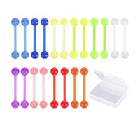 USHXVG 20 Pieces Of Candy-Colored Tongue Nails, 1 Piece Of Storage Box, Tongue Perforated Plastic, Tongue Perforated Silicone, Tongue Perforated Plastic