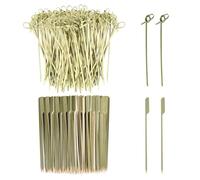USHXVG 200 Pieces Bamboo Skewers, Barbecue & Cocktail Skewers, Straight & Rosette Designs, 12cm, Brown