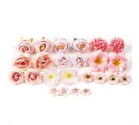 USHXVG 24 Pieces of Artificial Flowers, Pink Flowers, Artificial Flower Heads, Pink Artificial Flowers, Indoor and Outdoor Artificial Plants, DIY Craft Accessories