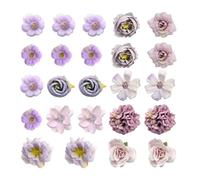 USHXVG 24 Pieces of Artificial Flowers, Purple Flowers, Artificial Flower Heads, Purple Artificial Flowers, Indoor and Outdoor Artificial Plants, Wedding Art Party Garden Decoration