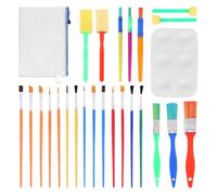 USHXVG 25 Piece Multi-Color Nylon & Aluminum Painting Brush Set with 1 White Pencil Case
