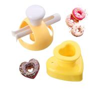 USHXVG 2Pcs Donut Molds with Dip Tongs, Hollow Bread Mold, Heart Stamp, Baking Tools for Home, Donut Shape Cutter, Hollow Pastry Mold